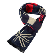 Премиум в наличии дизайн Великобритания флаг печать вязаный мужской шарф оптом 